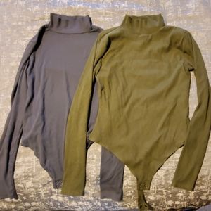 Set of (2) SO Long Sleeve Mock Turtleneck Bodysuits LARGE